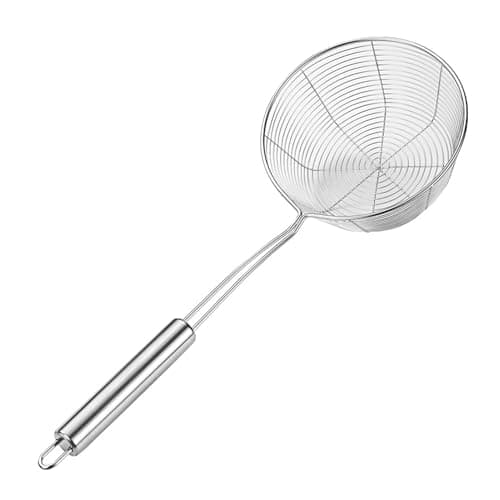 Image of Stainless Steel Deep Skimmer with Wire Mesh Heavy-Duty Slotted Spoon for Frying Dumplings Noodles Rust-Proof Dishwasher Safe Essential Kitchen Tool for Hot Pot Pasta, M
