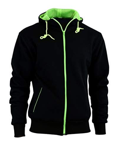 Image of Speed MaxX BLACK & HIVIZ FLEECE HOODIE REMOVABLE ARMOUR MOTORBIKE MOTORCYCLE JACKET (7XL, 7x_l)