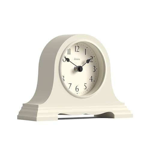 Image of Jones Clocks® Speakeasy small mantel clock | Classic Napoleon’s hat design | Pale Cream | Contemporary classic style for desk, table, shelf or bedside