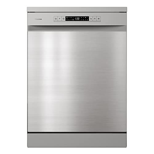 Image of Hisense HS622E90XUK Freestanding Standard Dishwasher 85cm High- Stainless Steel - E Rated, Silver, 24 x 23 x 33 inches (L x W x H) [Energy Class E]