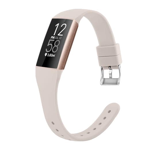 Image of AMCC Compatible With Fitbit Charge 3/4 Strap for Women Men, Slim Soft Silicone Replacement Band (Starlight)