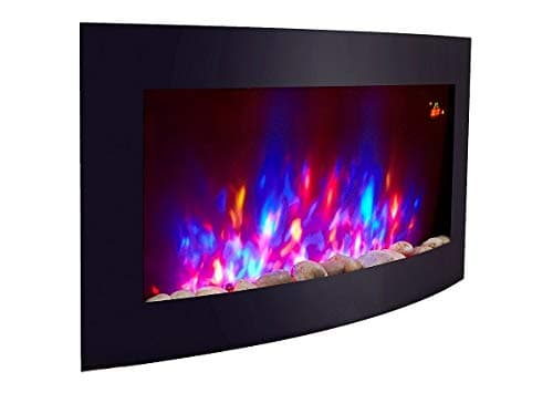 Image of Must Have It BLACK CURVED GLASS ELECTRIC WALL MOUNTED FIRE FIREPLACE