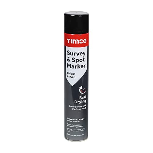 Image of TIMCO Survey & Spot Marker - Black - 750ml - A Rapid Drying Marking Paint for applying semi-Permanent Markings to Soil, Grass, Concrete and Most Hard Surfaces