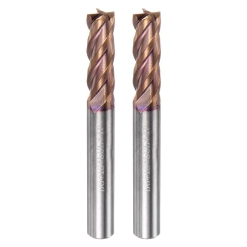 Image of sourcing map 2pcs Carbide Square End Mills 6mm (15/64") Dia 6mm (15/64") Shank 50mm (2") Long HRC55 TiSiN Coated Micro-Grain Tungsten Carbide 4 Flutes Milling Bit Cutter