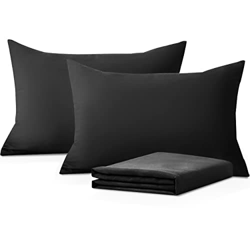 Image of Moonlight Bedding Pillow Cases 2 Pack – Black Pillowcases Envelope Closure Super Soft Brushed Microfiber Standard House Wife Pillow Covers, (50 X 75 CM)