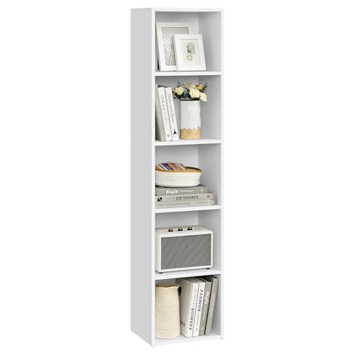 Image of VASAGLE Bookcase, 5-Tier Bookshelf, Open Storage Shelf, Shelving Unit, 24 x 30.2 x 134.2 cm, for Living Room, Home Office, Dinning Room, Cloud White LBC419W01