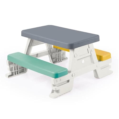 Image of DOLU Children Picnic table for 4 children Outdoor Table Outdoor picnic table bench seating. 43 x 77 x 71 CM