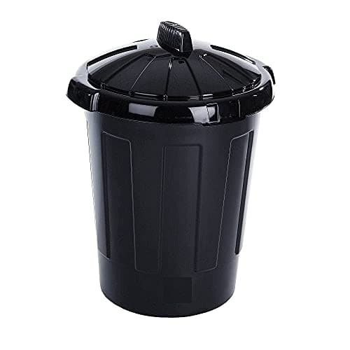 Image of Easy Shopping® 80 Litre 80L Extra Large Black Plastic Dustbin Kitchen House Garden Storage Animal Feed Unit Bin with Clip Locking Lid (1)
