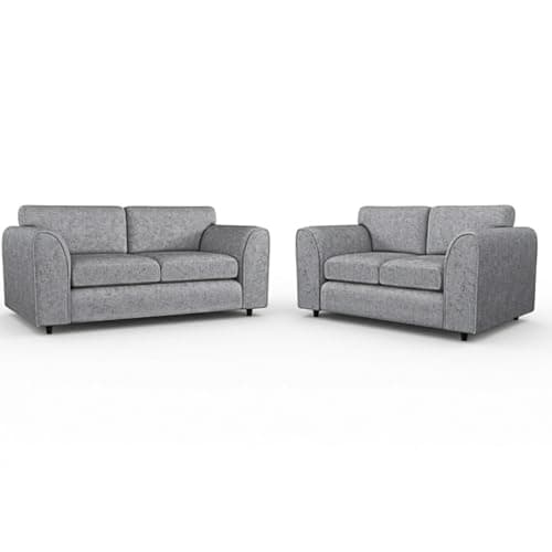Image of Gamzo 3+ 2 Seater Sofa Set - Full Back Firm Seating Couch with Strong Wooden Frame & Padded Armrest | Alaska Fabric Couch for Living Room (Light Grey)