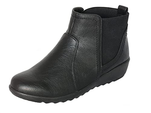 Image of Cushion Walk EEE Wide Fitting Chelsea Boots, Slip-on Twin Gusset Low Wedge Ankle Boots (5 UK, Black)