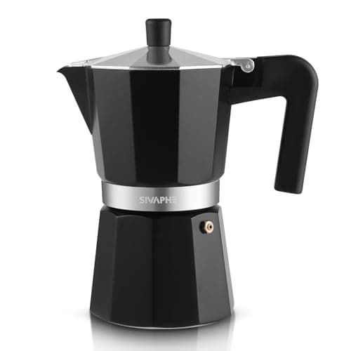 Image of Sivaphe Stovetop Coffee Maker 450ml/9 Cups, Aluminium Moka Pot Italian Espresso Maker with Heat-Resistant Handle, Black