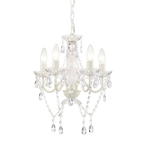 Image of Alighting White Chandelier, 4-Light Candle Style Ceiling Light, Small Acrylic Pendant Light for Bedroom, Hallway, Entryway, 41x44 cm, E14(Not Included)