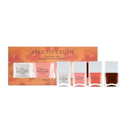 Image of Nails Inc Apricot Crush Nail Polish Set, Multicolor, Glossy, No Chip, Long Lasting, Quick Dry, Air Dry, Professional Manicures & Pedicures, Fingernails & Toenails, Vegan Nail Polish Quad, 4 Piece Set