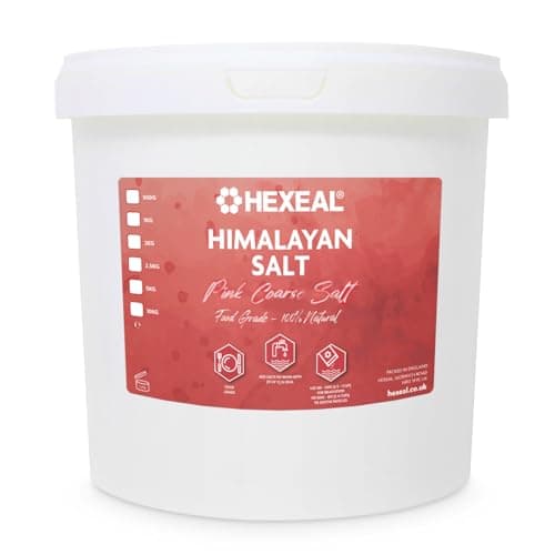 Image of Hexeal Himalayan Pink Salt 5kg – 5kg Bucket of Coarse, Food Grade Salt – Suitable for Seasoning & Cooking – 100% Natural Salts for Soothing Baths, Beauty & Cosmetics
