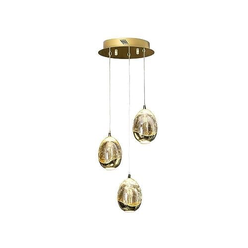 Image of Schuller ROC - Integrated LED 3 Light Crystal Cluster Drop Ceiling Pendant Gold Bubble Effect