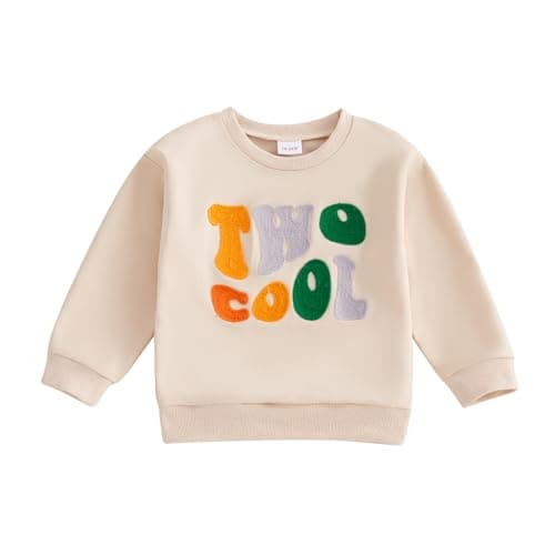Image of MAHUAOYIXI Toddler Baby Boy 2nd Birthday Sweatshirt Long Sleeve Crew Neck Letters Embroidery Pullover Hoodie Casual Daily Shirt Top Second Birthday Outfits for Little Boys (Khaki, 2-3 Years)