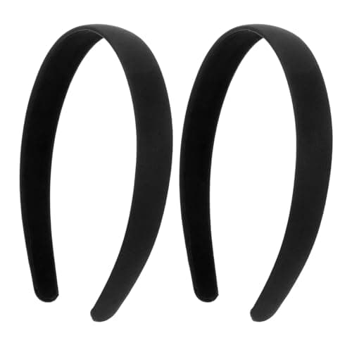 Image of 2PCS Black Headband - 2cm Wide Plastic Alice Bands - Smooth No-Teeth Hairband - Anti-Slip PU Lining Styling Accessory for Women Girls Daily Wear DIY – Black