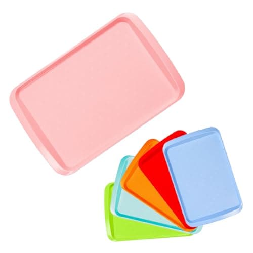 Image of ECO Rectangular Heavy Duty Plastic Serving Tray (Pink, Medium)