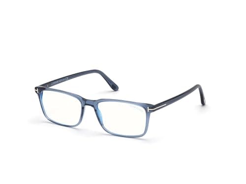 Image of Eyeglasses Tom Ford FT 5735 -B 090 Shiny Transparent Blue, Palladium"t" Logo /