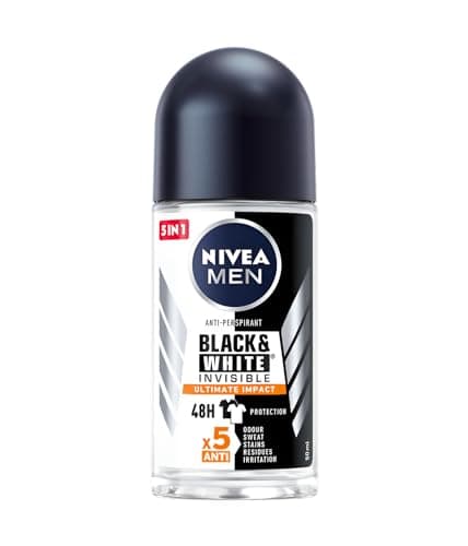 Image of Nivea Roll On Men 50 ml (Pack of 6) Invisible for Black & White Ultimate Impact Long-lasting Protection Against Yellow Stains 48 Hours Sweat Protection With Skin Care