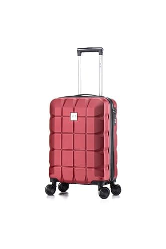Image of ATX 55x36x20cm Cabin Suitcase ABS Lightweight Small Suitcase with 4 Dual Spinner Wheels and Built-in 3 Digit Combination Lock (Wine Red, 21Inches, 33Liter)