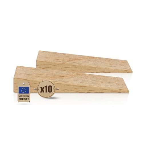 Image of Tolux Wooden Wedges, Hardwood Wedge, Beech Wood Wedge, Wooden Doorstop, Handy Tool in Carpentry, Construction and Various DIY Projects, Size 65x20x12 mm, Pack of 10 pcs