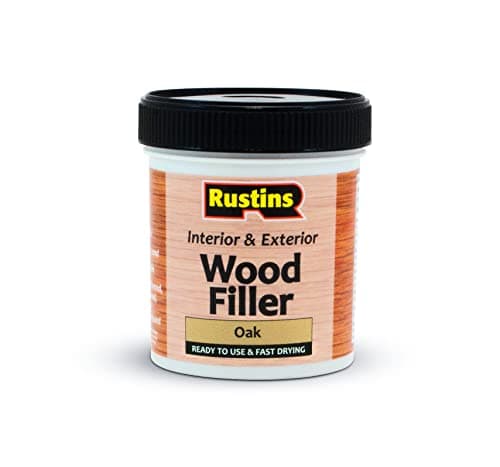 Image of Rustins AWOOO250 Acrylic Wood Filler, Oak, 400g - Multi-Purpose Wood Repair Compound for Cracks, Gaps, & Surface Imperfections – Quick-Drying, Sandable, & Paintable for Interior & Exterior Use