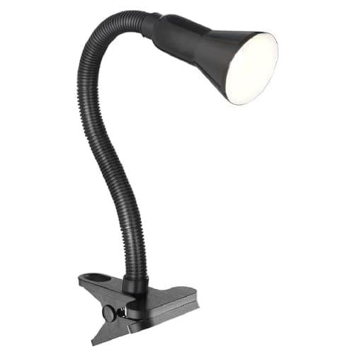 Image of Britalia Black Modern Clip On Adjustable Reading Light with Fully Flexible Stem & Inline Switch | 30cm Height | 1 x SES E14 Lamp Bulb Required | UK Approved | 3 Pin UK Plug | Task Light