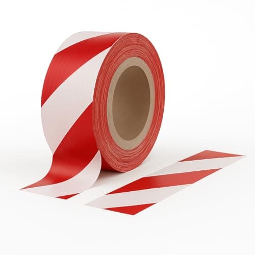 Image of Sunrise Packaging 1 Roll of Non-Adhesive Barrier Tape 70mm x 500 Meter Extra Long – Red & White Safety Warning Tape for Construction, Warehouse & Crowd Control – High Visibility PE Caution Tapes Roll