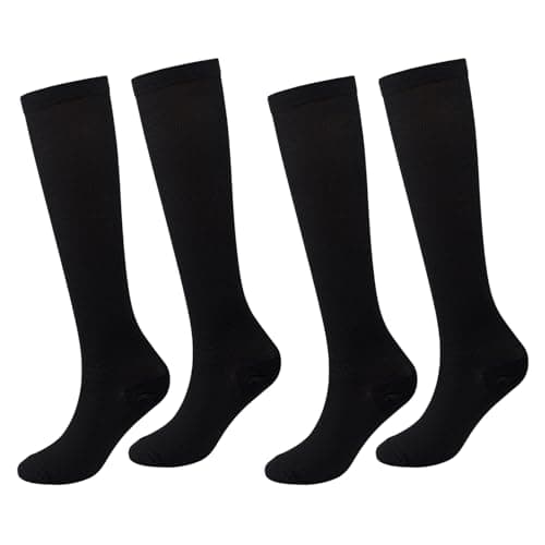 Image of 4Pcs Black Football Socks, Football Socks, Football Socks Mens for Outdoor Sports, Long Breathable Black Football Socks Kids for Boys Girls Junior Running Football Hockey Rugby