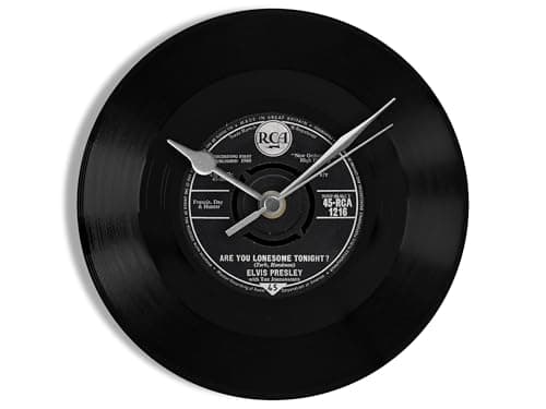 Image of Elvis Presley "Are You Lonesome Tonight" 7" Vinyl Record Wall Clock UK NUMBER ONE 26 Jan - 22 Feb 1961