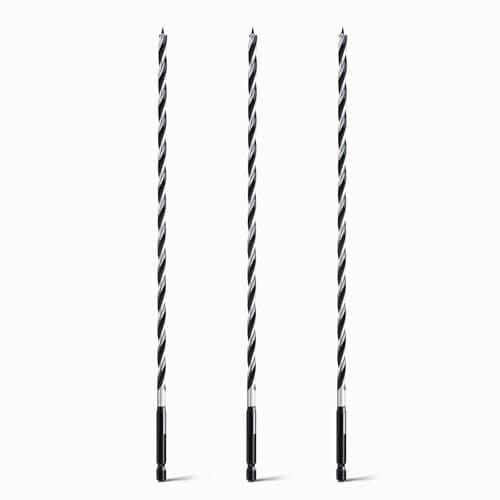 Image of hsawbit Wood Drill Bits, 3pcs x 10mm x 300mm Auger Drill Bit Extra Long Drill Bits Wood Plastic, Drywall Woodworking Hole Drill Bit