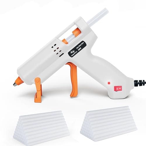 Image of Tilswall Hot Glue Gun Kit, 50W Fast Preheating Mini Melt Gun with 75pcs Glue Sticks(130mm x 7mm),Perfect for Crafting, DIY, Art, Sealing, Home Repairs, Cards, and Glass, White