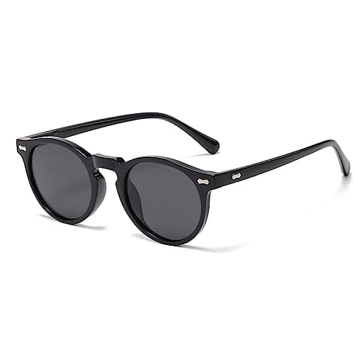 Image of LJCZKA Retro Round Polarized Sunglasses Mens Womens, Vintage Polarised Sunglasses Classic Trendy Shades Unisex UV400 Protection