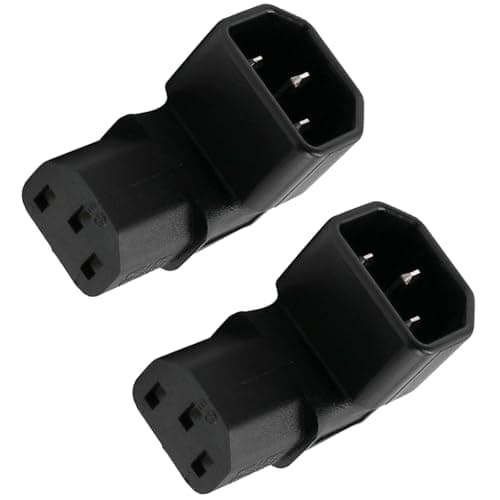 Image of 2 Pack IEC 320 C14 to C13 Socket Upward Angle, 90 Degree Plug Adapter C14 Male to C13 Female Converter, 250V 10A Extension Connector for Monitor Computer PDU Chassis Printer, Black