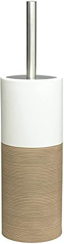 Image of Sealskin Doppio Toilet Brush and Holder, Porcelain, Sand, 10.1 x 38.3 x 10.1 cm