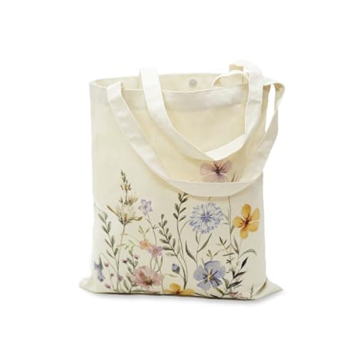 Image of Avezano Tote Bag for Women Girls Colorful Floral Canvas Tote Bag Reusable Aesthetic Canvas Tote Bags for Shopping Work Travel
