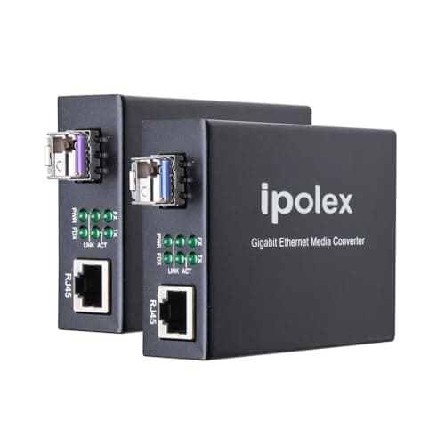 Image of ipolex a Pair of Bidi Gigabit Single-Mode LC Fiber to Ethernet Media Converter, with BiDi SFP LX Module, 1.25G Fiber Media Converter,1000Base-LX to 10/100/1000Base-TX (1310-nm/1550-nm, 20km@OS1OS2SMF)