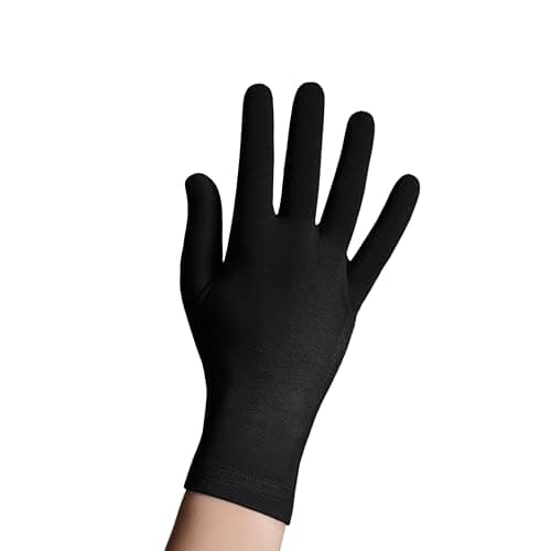 Image of QiEco Organic Bamboo Cotton Gloves – Ultra-Soft, Breathable Thermal Gloves for Men & Women – Hypoallergenic, Moisture-Wicking, Touchscreen, Thin Layering Fit for Sensitive Skin (Black Medium)