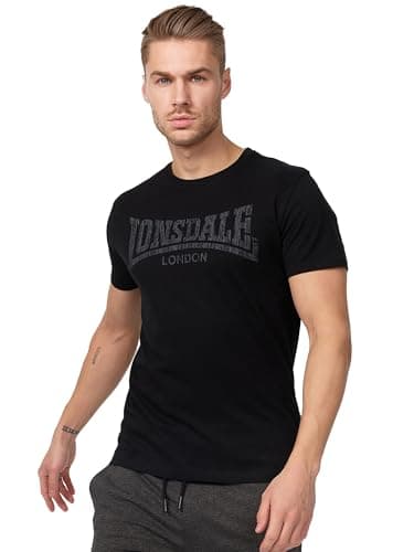 Image of Lonsdale Men's Logo kai Regular Fit T-Shirt, Black, Medium (Manufacturer size: Medium)