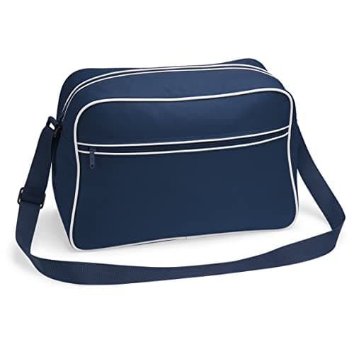 Image of BagBase BG14 Retro Shoulder Bag in French Navy/White - Stylish & Functional Accessory