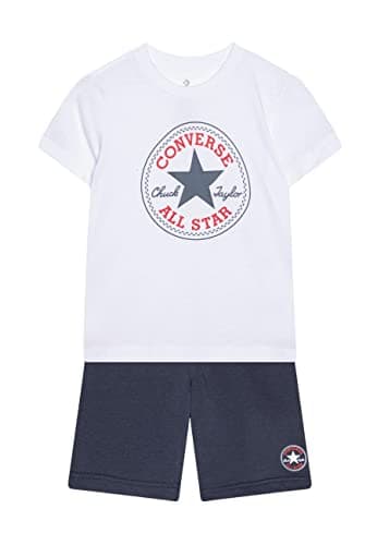 Image of Converse Baby Boys White Blue T-Shirt and Shorts Set, White, 116 cm
