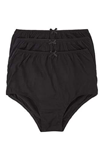 Image of Marlon Womens Veronica Black 100% Cotton Full Brief Pack Of 3, 16-18