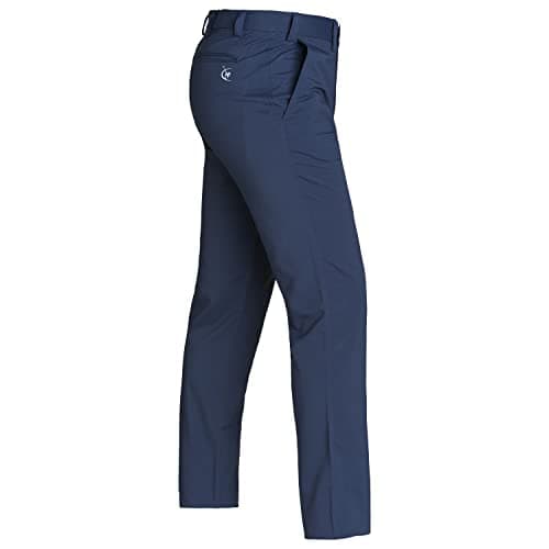 Image of Harry Hall Men's Lightweight Golf Trousers - Slim Fit, Grip Waistband, Stretch & Breathable Fabric - Quick Dry, Water Resistant Finish - Navy Blue 32S
