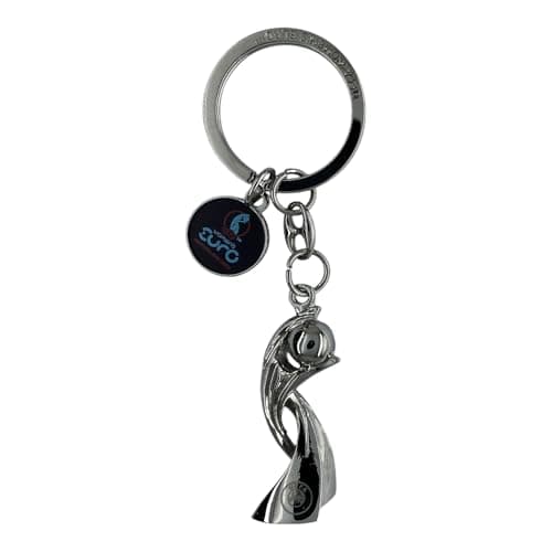 Image of UEFA WOMEN'S EURO AMBALLCOM Trophy 3D Miniaturized Cup Replica 2025 Logo Keyring Size 45mm Silver - Keyring