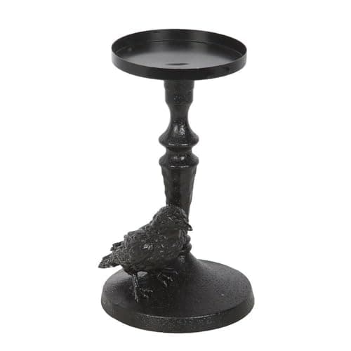 Image of Something Different Pillar Mystic Raven Candle Holder (One Size) (Black)