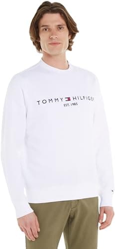 Image of Tommy Hilfiger Men’s Tommy Logo Sweatshirt without Hood, White (White), S