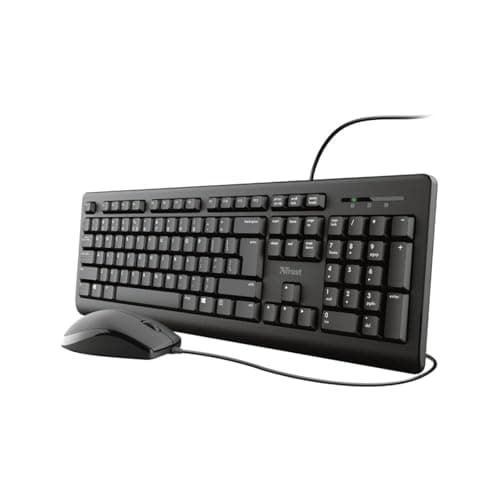 Image of Trust TKM-250 USB Wired Keyboard And Mouse Deskset, Black
