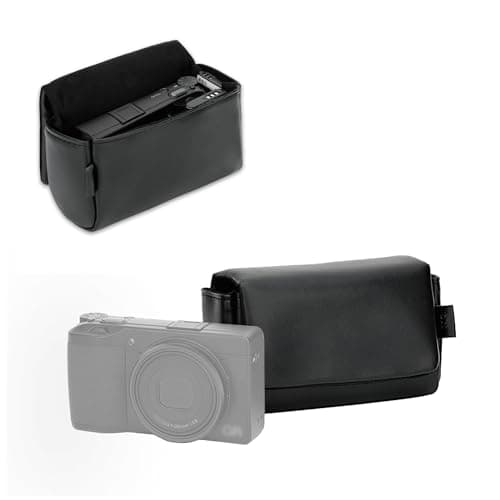 Image of JJC Microfiber Leather Compact Camera Case Pouch with Magnetic Closure for Ricoh GR IV IIIx III II for Canon G7X Mark III II for Sony RX100 III IV V VI VII & Holds 2 Camera Batteries Memory Cards