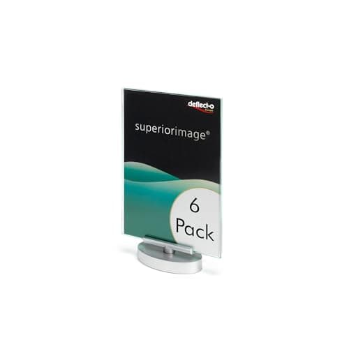 Image of Deflecto Pack of 6 A4 Portrait Countertop Swivel Sign Holder - Double-sided Poster Stands for Display - Menu Holders for Tables